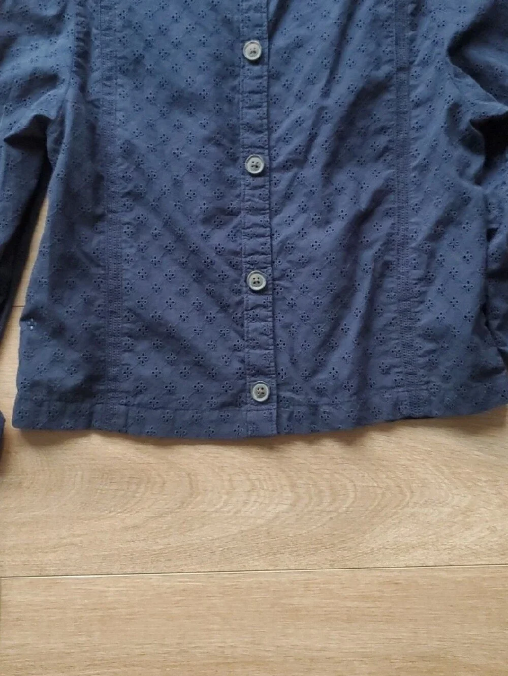 Women's Madewell Navy Eyelet Puff-Sleeve Blouse, Sz 4